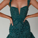 Mon Papillon Lace Mini Dress Forest Green