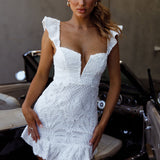 Mon Papillon Lace Mini Dress White