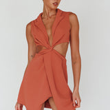 Milarni Collared Cut-Out Mini Dress Rose