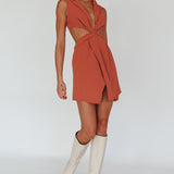 Milarni Collared Cut-Out Mini Dress Rose