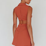 Milarni Collared Cut-Out Mini Dress Rose