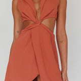 Milarni Collared Cut-Out Mini Dress Rose