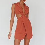 Milarni Collared Cut-Out Mini Dress Rose