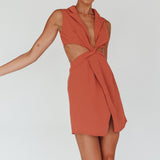 Milarni Collared Cut-Out Mini Dress Rose
