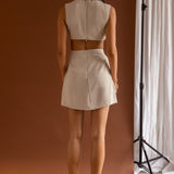 Milarni Collared Cut-Out Mini Dress Sand