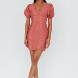 Aylina Scalloped Lace Mini Dress Rose