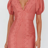 Aylina Scalloped Lace Mini Dress Rose