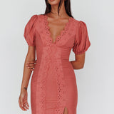 Aylina Scalloped Lace Mini Dress Rose