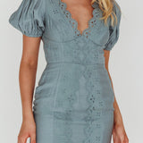 Aylina Scalloped Lace Mini Dress Teal