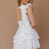 Aylina Scalloped Lace Romper Floral Red