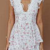 Aylina Scalloped Lace Romper Floral Red