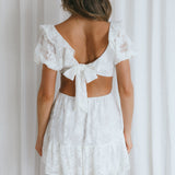 Sweet Life Cut-Out Waist Lace Dress White