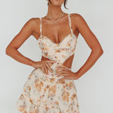 In The Now Sweetheart Tied Back Mini Dress Beige