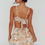 In The Now Sweetheart Tied Back Mini Dress Beige
