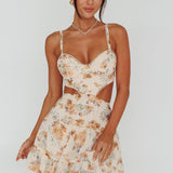 In The Now Sweetheart Tied Back Mini Dress Beige