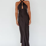 Te Amo Halterneck Open Back Midi Dress Black