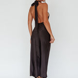 Te Amo Halterneck Open Back Midi Dress Black