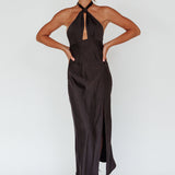 Te Amo Halterneck Open Back Midi Dress Black