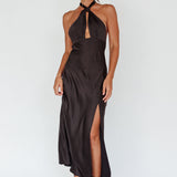 Te Amo Halterneck Open Back Midi Dress Black