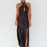Te Amo Halterneck Open Back Midi Dress Black