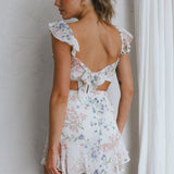 Barcelona Tied Back Mini Dress Floral White