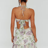 Violette Ruffle Strap Cut-Out Mini Dress Floral White