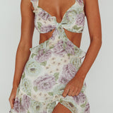 Violette Ruffle Strap Cut-Out Mini Dress Floral White