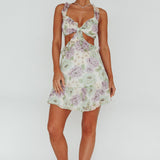 Violette Ruffle Strap Cut-Out Mini Dress Floral White