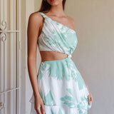 Olli One-Shoulder Cut-Out Dress Print Sage