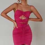 Casanova Ruched String-Tie Dress Fuchsia