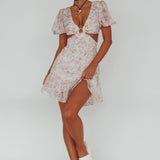 Graciele Laced Back Cut-Out Mini Dress Floral Blush