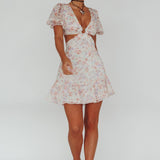 Graciele Laced Back Cut-Out Mini Dress Floral Blush