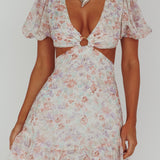 Graciele Laced Back Cut-Out Mini Dress Floral Blush