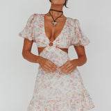 Graciele Laced Back Cut-Out Mini Dress Floral Blush