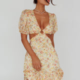 Graciele Laced Back Cut-Out Mini Dress Floral Orange