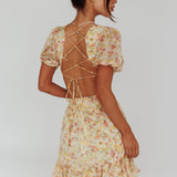 Graciele Laced Back Cut-Out Mini Dress Floral Orange