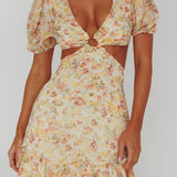 Graciele Laced Back Cut-Out Mini Dress Floral Orange