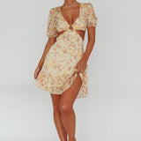 Graciele Laced Back Cut-Out Mini Dress Floral Orange