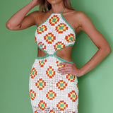 Summer Love Open Back Crochet Mini Dress Green