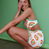 Summer Love Open Back Crochet Mini Dress Green