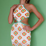 Summer Love Open Back Crochet Mini Dress Green