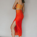 Heart On Fire Cut-Out Waist Midi Dress Orange/Red