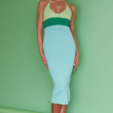 Amber Halterneck Knit Midi Dress Green