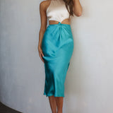 Utopia Cut-Out Waist Midi Dress Blue