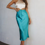 Utopia Cut-Out Waist Midi Dress Blue