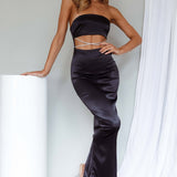 Nohemi Strapless Diamante Maxi Dress Black