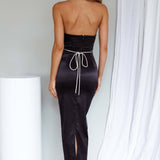 Nohemi Strapless Diamante Maxi Dress Black
