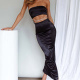 Nohemi Strapless Diamante Maxi Dress Black