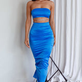 Nohemi Strapless Diamante Maxi Dress Blue