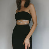 Nohemi Strapless Diamante Mini Dress Black